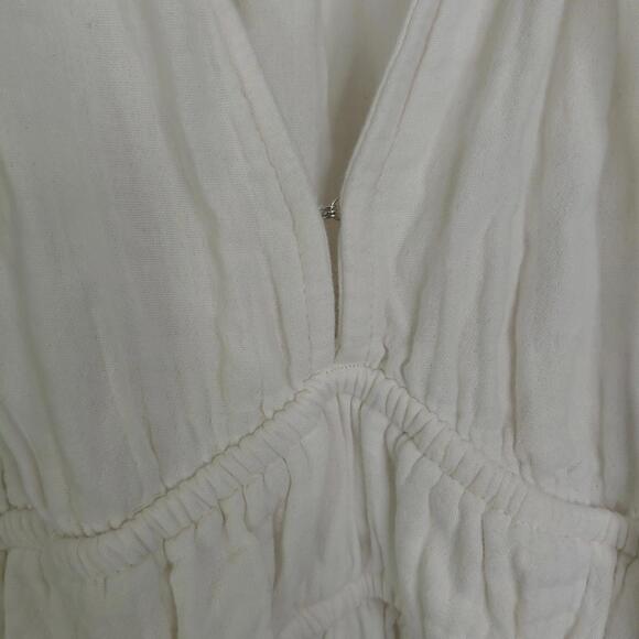 Old Navy Dress Womens L White Tiered Babydoll Beachy Travel Resort Vacation - Picture 6 of 9